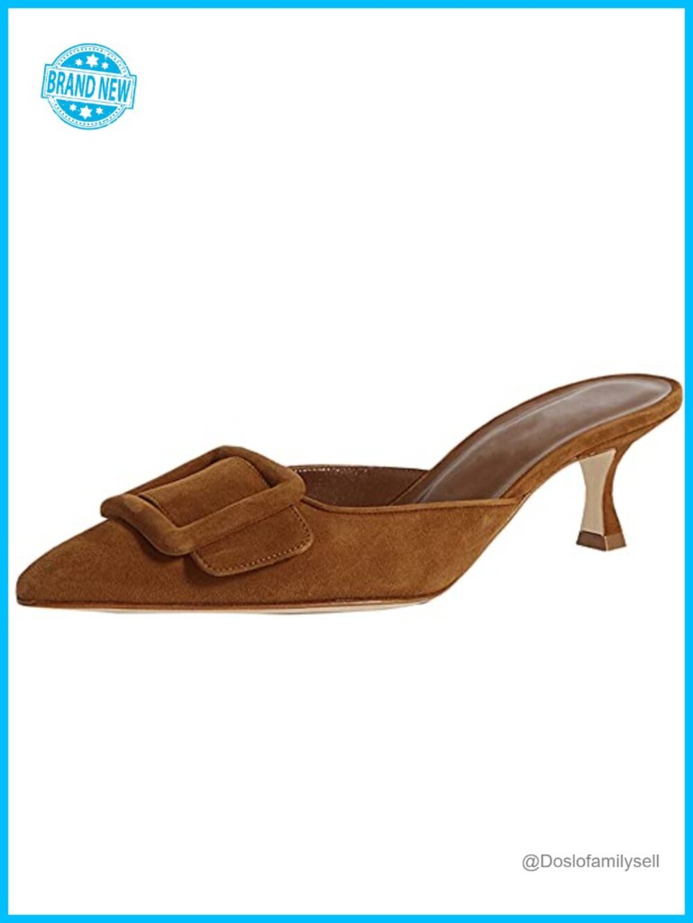 Divanne Women's Pointed Toe Slingback Kitten Heel Mules Slides
